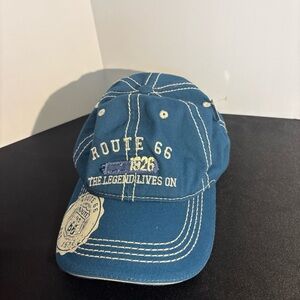 Blue Route 66 Baseball Cap